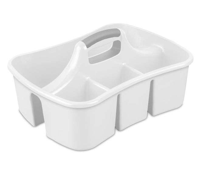 Sterlite Ultra Plastic Divided Caddy – White 17-3/4" x 13-1/4" x 8-7/8"