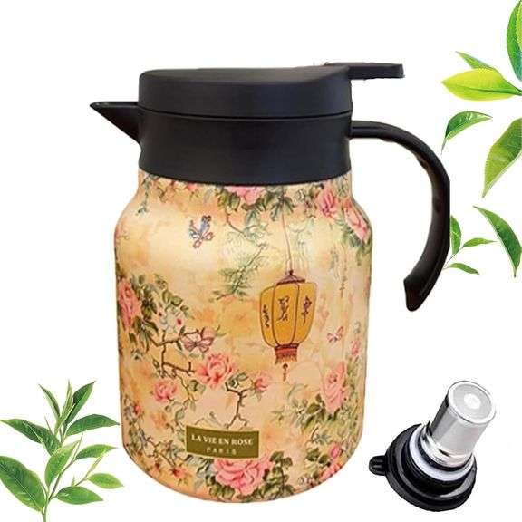 Vintage Floral Pattern Tea Thermos with Built- in Infuser & Lid – 1000ml