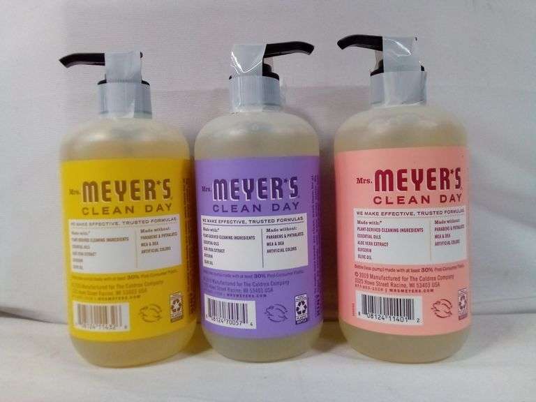 Assortment of 3 Mrs. Meyers Clean Day Liquid Hand Soaps