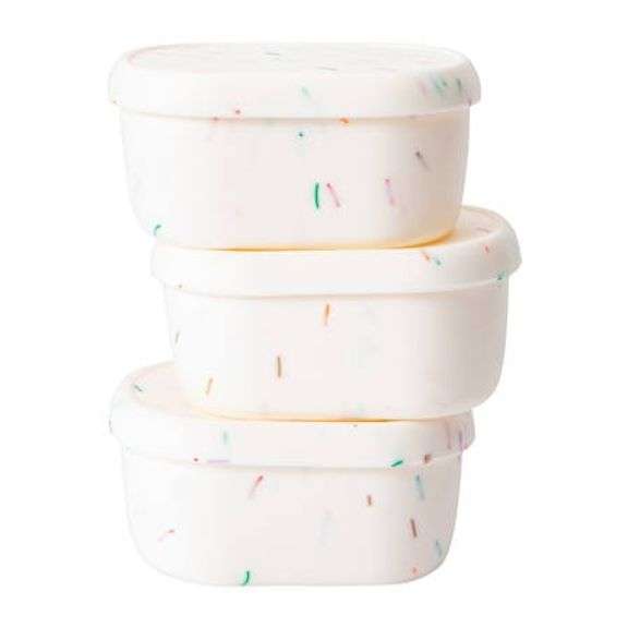 Room 2 Room Silicone Snack Containers with Lids Set – White 6.7oz each 3 Count
