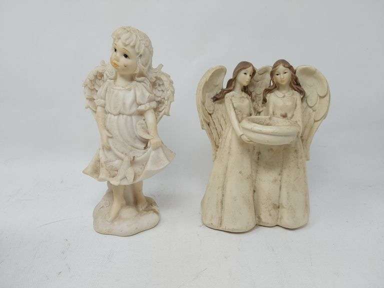 Assortment of 2 Vintage Ceramic Angel Figurines