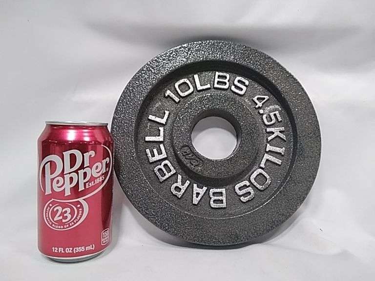 Lot of 2 Cast Iron Barbell Weight Plates – Grey 10lbs (4.5 Kilos) each
