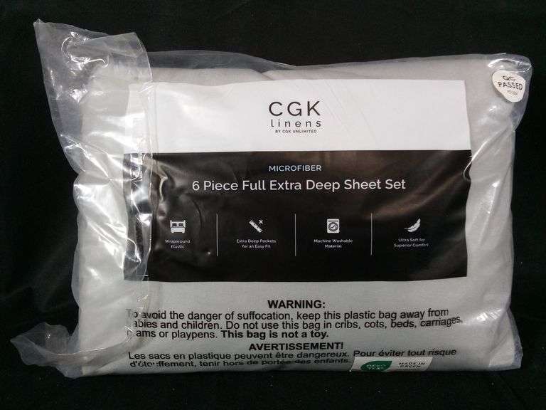 CGK Linens Extra Deep Full Light Grey Bed Sheet Set – 6 Piece