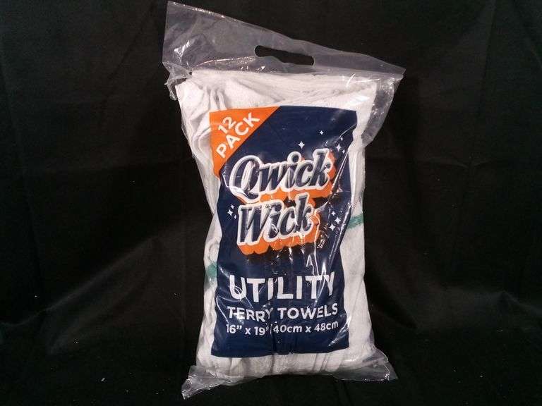 Qwick Wick Green Stripe Utility Terry Towels – 16" x 19" 1 Dozen