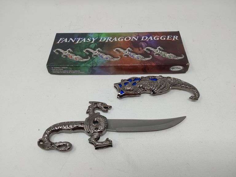 Szco Supplies Blue Dragon Dagger, Color: Silver/Blue