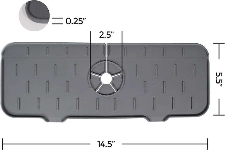 Handy Gourmet Sink Saver Countertop Protector – Grey 14.5" x 5.5" x 0.25" 2.5"D