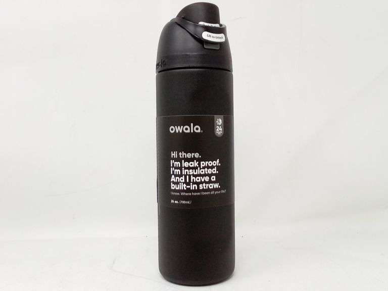Owala, FreeSip Stainless Steel Water Bottle, Black, 24 Oz