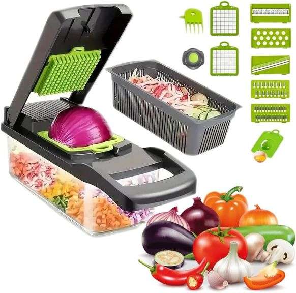 Set of 16 Kitchen Ideas Veggie Slicer – Grey/Green