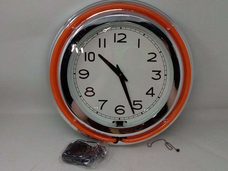 Double Ring Neon Wall Clock, Orange