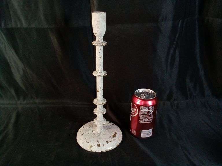 Rustic Farmhouse Style Vintage Candle Holder – White 12" Tall