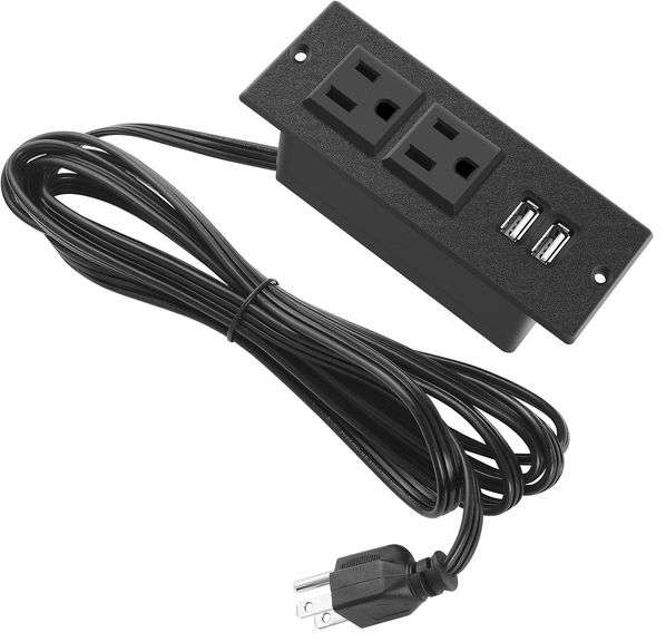Bayu Recessed Desk Outlets with USB Ports – Black BY213-J022