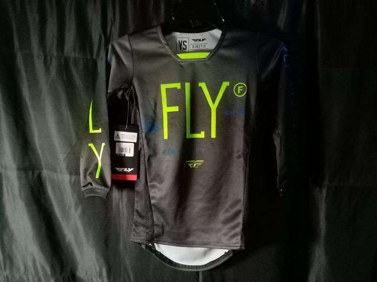 Fly Racing Youth Kinetic Jersey – Charcoal/Neon Green YS