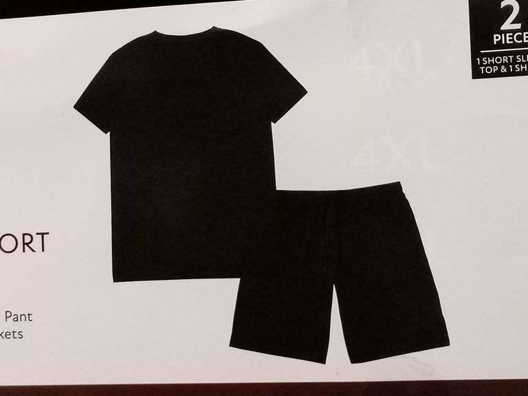 Member's Mark Men's Short Sleeve & Short Pajama Set – Black Size: 4XL 2 Piece