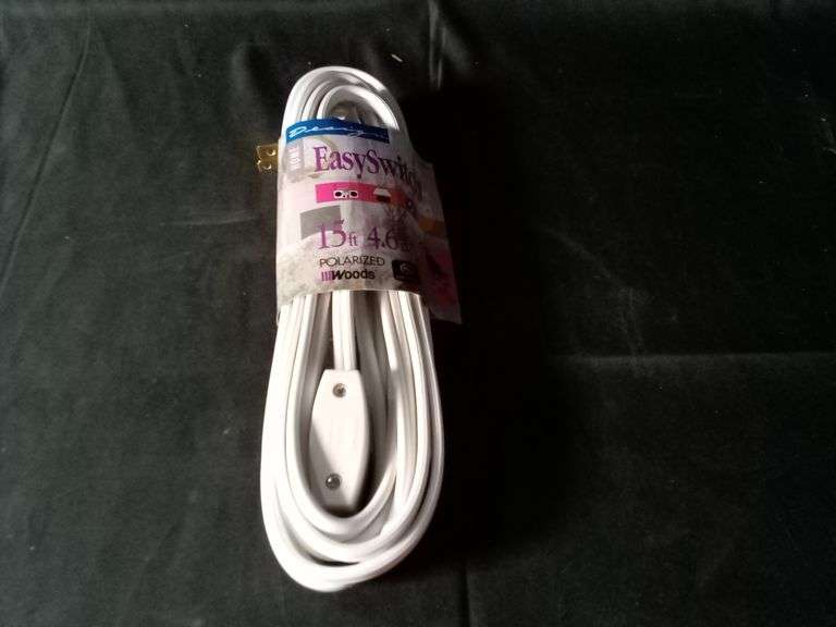 Woods, Easy Switch Indoor Extension Cord, White, 15' L