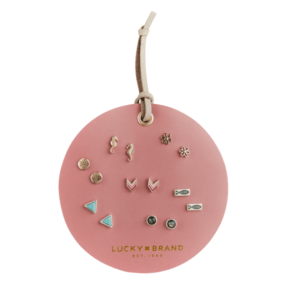 Lucky Brand Pink Summer Leather Stud Set