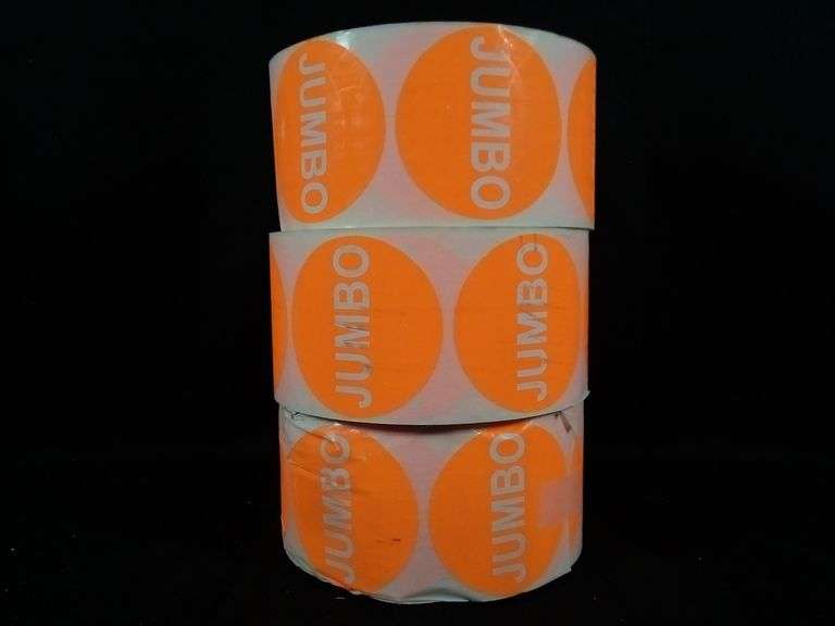 Lot of 3 Jumbo Label Stickers Roll – Round Orange