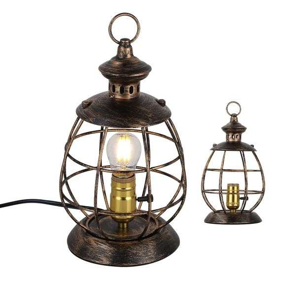 Metal Brass Cage Lantern Table Lamp – Max. 40W 100-240V/AC