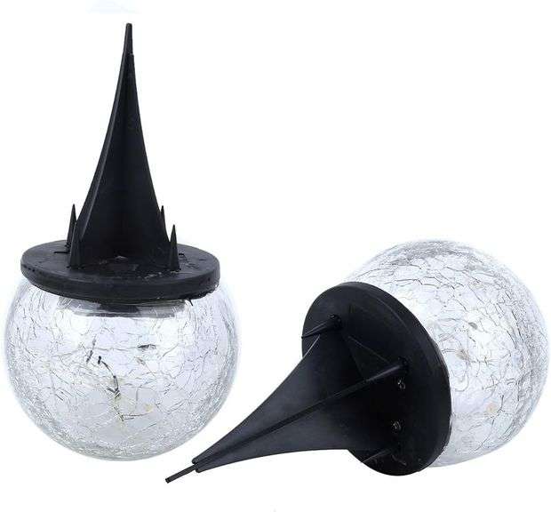 Waterproof Solar Crackle Glass Ball Light Ground Spike Lamp – 2 Count