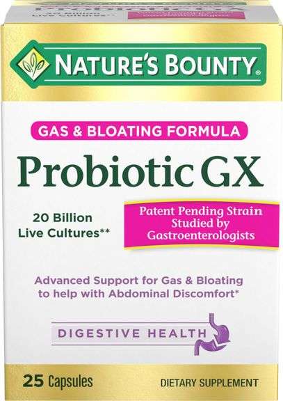 Nature's Bounty, Gas & Bloating Formula Probiotic GX Capsules, 25 Ct