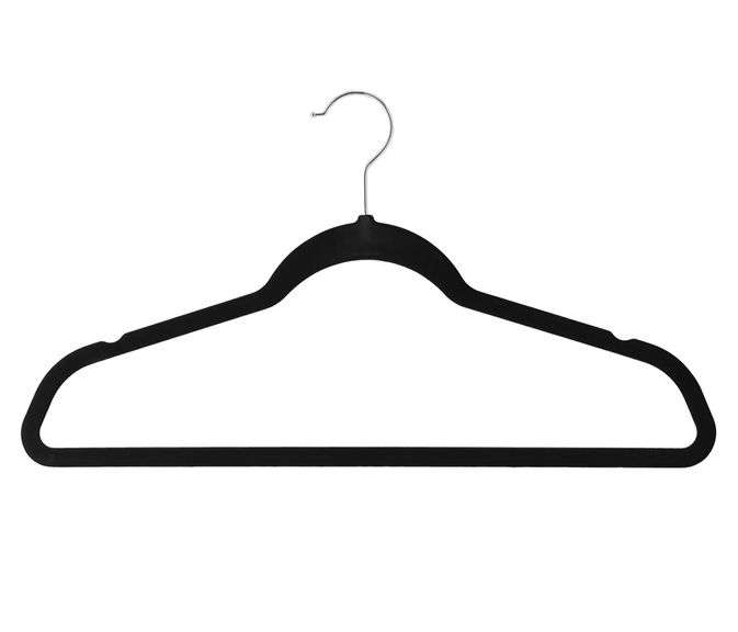 Black Velvet Hangers with Chrome Hooks – 25 Count