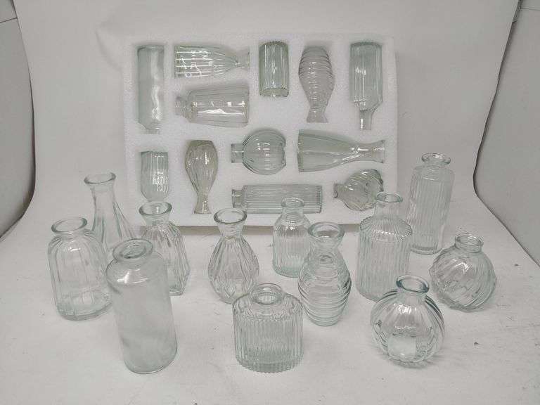 Set of 24- Decorative Glass Flower Vases -6" Height