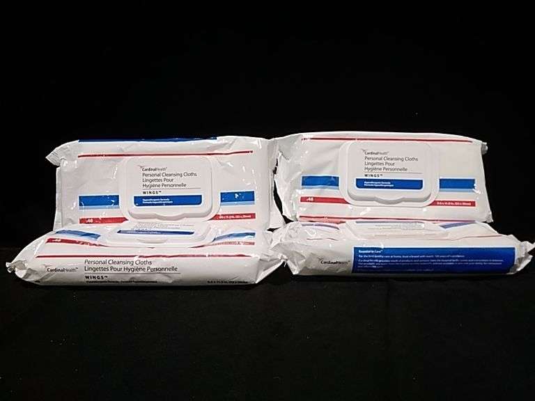 Lot of 4 Cardinal Health Wings Personal Cleansing Cloths – 8.6" x 11.8" 48/Pack