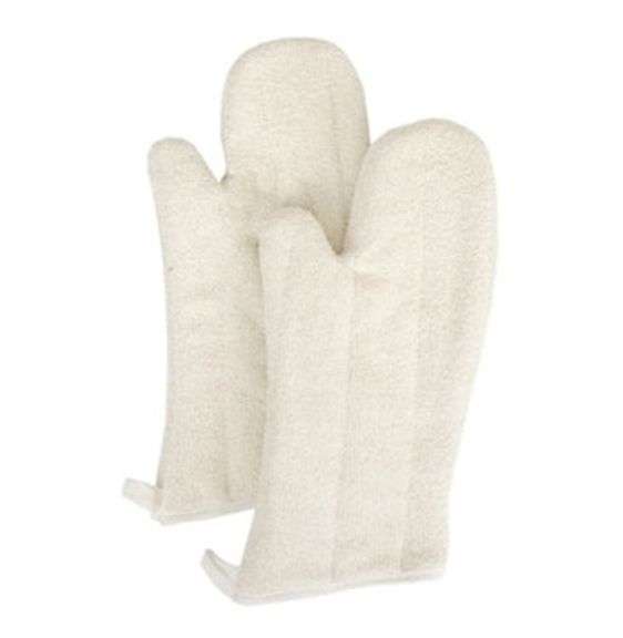 Set of 2 Chef Revival High Heat Terry Oven Mitts – White Cream, Elbow-Length 17"