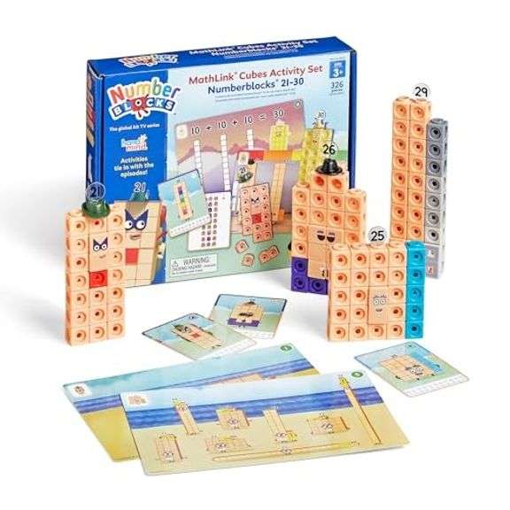 Hand2mind, MathLink Cubes Set, Numberblocks 21–30 Math Activity Kit, 327 Pieces