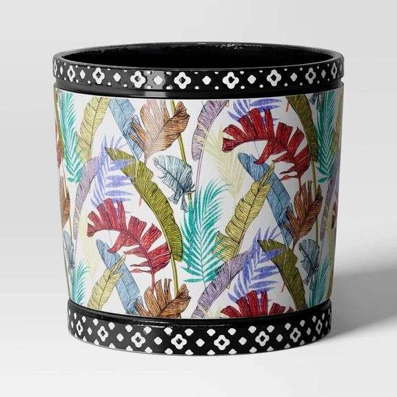 Floral Ceramic Indoor Outdoor Planter Pot 10.08"x10.08" White - Threshold