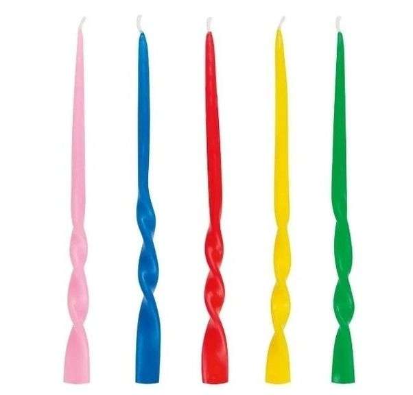 Lot of 6 321 Party! Rainbow Spiral Birthday Candles – Asst Colors, 10 Count ea.