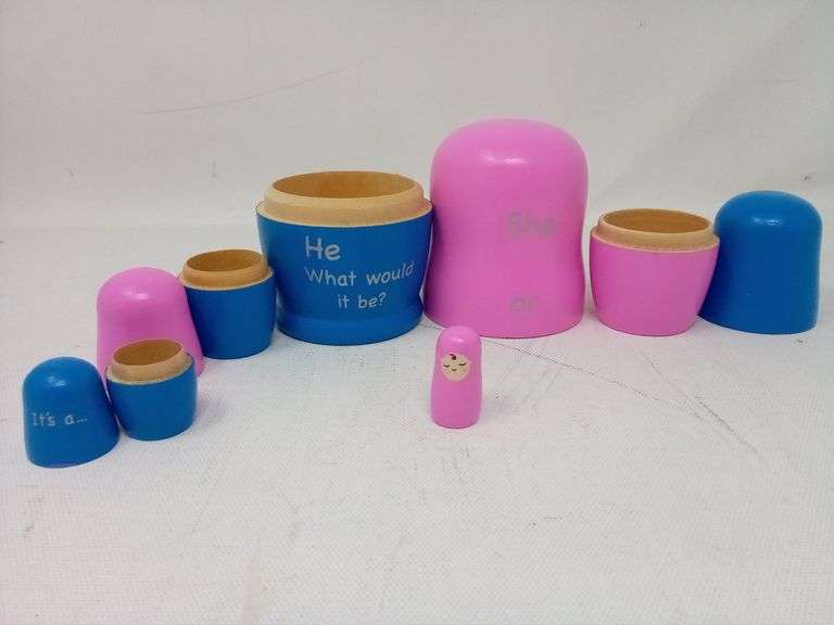 Pilot Stork Gender Reveal Nesting Doll, Girl Edition Surprise Toy