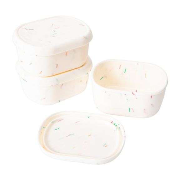 Room 2 Room Silicone Snack Containers with Lids Set – White 6.7oz each 3 Count