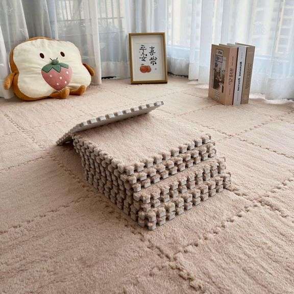 Interlocking Plush Foam Floor Mats – Apricot 12" x 12" 48 Total Count