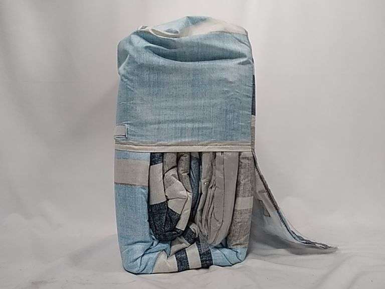 Walmart Bedding Full Set – Blue/Gray/White Stripe 86" x 90"