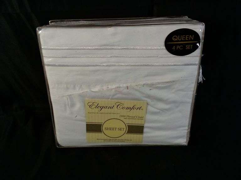 Elegant Comfort 1800 Thread Count Egyptian Cotton Sheet Set – White Queen 4 Pc