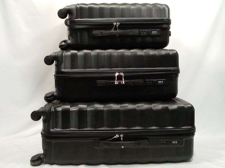 Hardside Spinner Luggage with Secure TSA Lock Set – Black 3-Piece