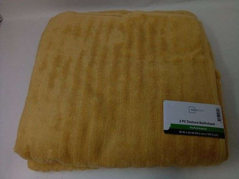 Mainstays, Performance Textured 2 Piece Bath Sheet Set, Yellow