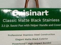 Cuisinart Classic Matte Black SS Sauce Pan w/Lid & Blush Bronze Handle – 3.5 Qt