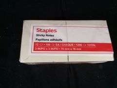 Staples Sticky Notes – Yellow 3" x 3" 12 Pads (100 Sheets/Pad) 1200 Total Sheets