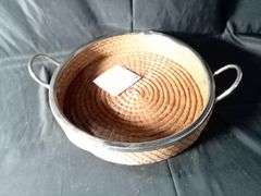 Un Pueblo Handmade Pine Needle & Nickel Manhattan Pine Tray with Handle