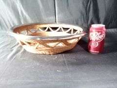 Un Pueblo Handmade Pine Needle & Nickel Large Santa Fe Basket – Round 15" x 11"