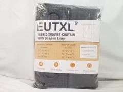 EUTXL, Fabric Shower Curtain With Snap-in Liner, Black, 71"W x 74"H