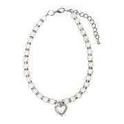 Pawsitively Fun Pearl & Heart-Charm Pet Jewelry – Size: Large 6.5" x 6.25"