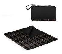 Oniva Brand Outdoor Blanket Tote with Water-Resistant Underside – Black Tartan