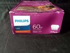 Philips, 60W Equivalent A19 LED Bulbs, White, 4 Pack