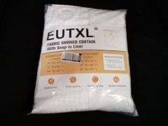 EUTXL Fabric Shower Curtain with Snap-in Liner – White 71W x 74H