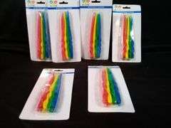 Lot of 6 321 Party! Rainbow Spiral Birthday Candles – Asst Colors, 10 Count ea.