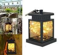 Lot of 2 Outdoor Solar Powered Hanging Lantern with Fairy String Lights