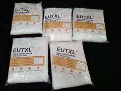 Lot of 5 EUTXL Fabric Shower Curtain with Snap-in Liner – White 71"W x 74"H