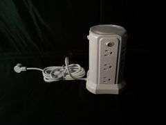 Multi-Socket Power Strip Tower w/USB Ports and Night Light – White XT-U3011